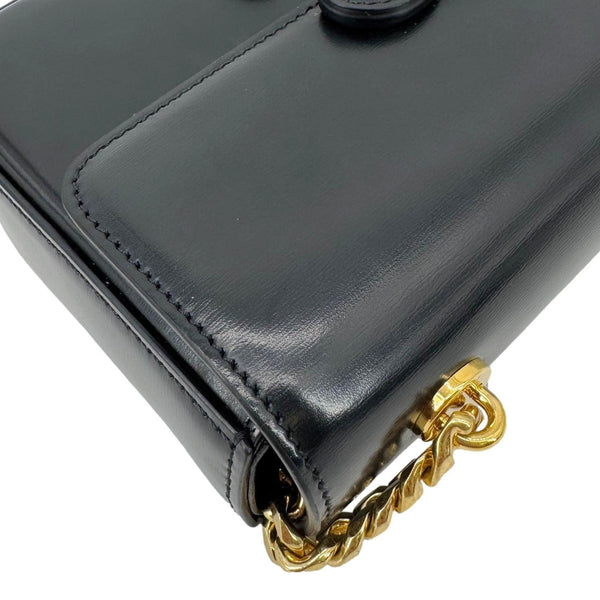 CELINE Triomphe Claude Shiny Leather Chain Shoulder Bag Black