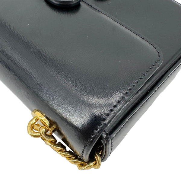 CELINE Triomphe Claude Shiny Leather Chain Shoulder Bag Black