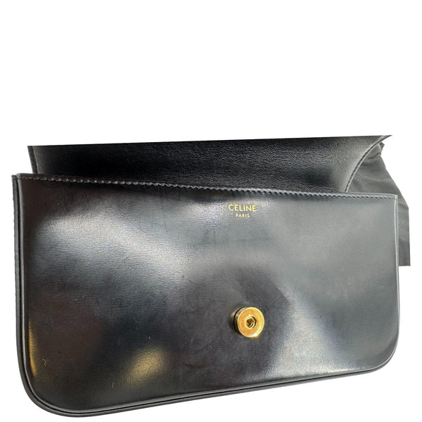 CELINE Triomphe Claude Shiny Leather Chain Shoulder Bag Black