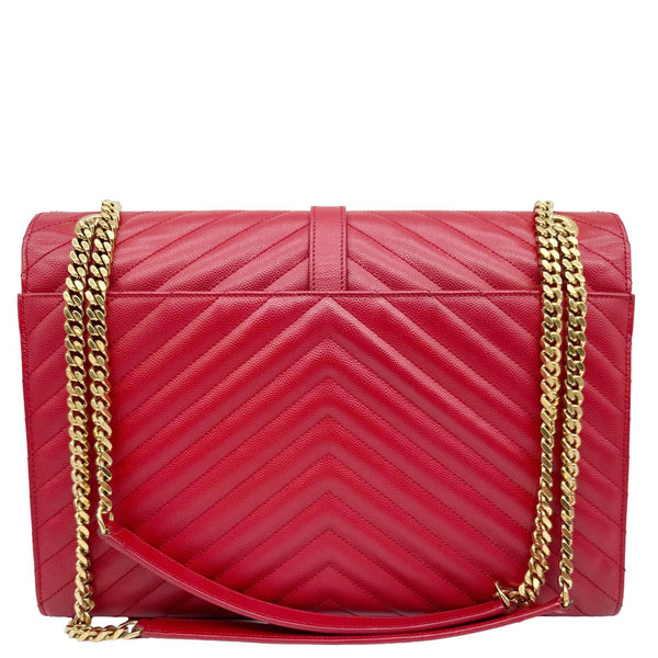 YVES SAINT LAURENT Envelope Flap Large Grain De Poudre Crossbody Bag Red