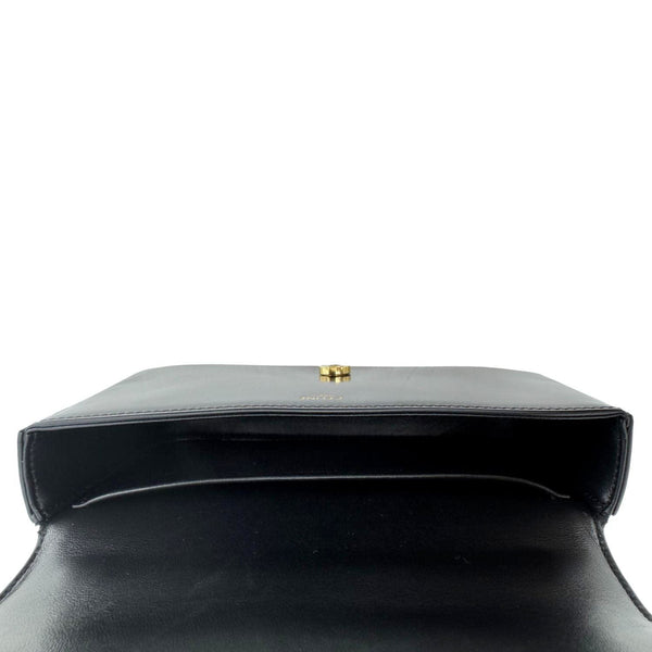 CELINE Triomphe Claude Shiny Leather Chain Shoulder Bag Black