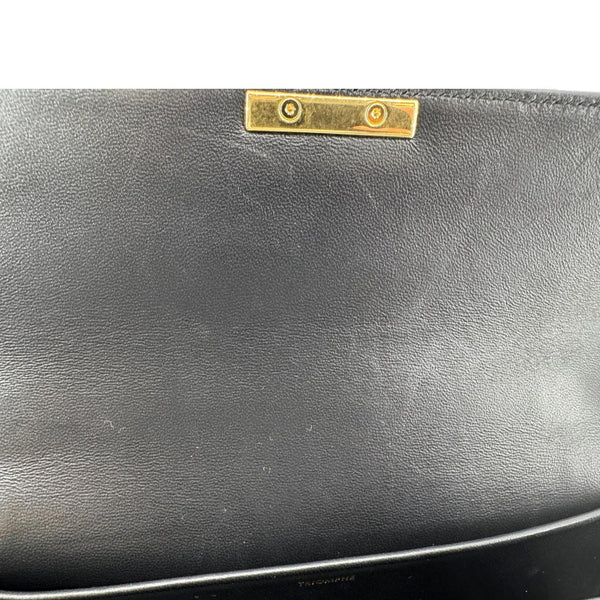 CELINE Triomphe Claude Shiny Leather Chain Shoulder Bag Black