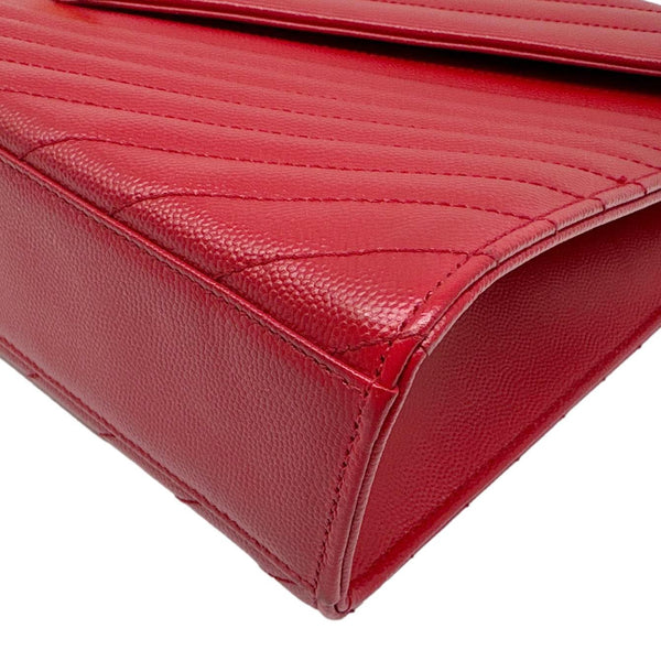 YVES SAINT LAURENT Envelope Flap Large Grain De Poudre Crossbody Bag Red