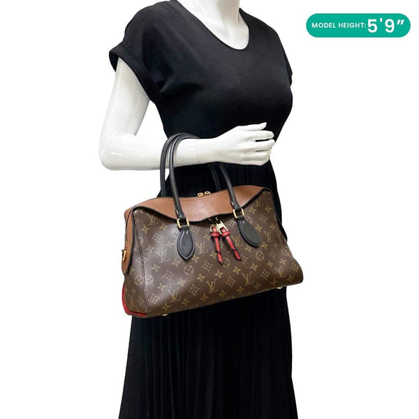 LOUIS VUITTON Tuileries Monogram Canvas Tote Shoulder Bag Brown