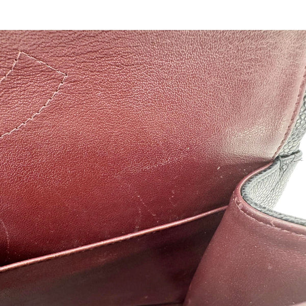 CHANEL Classic Jumbo Double Flap Quilted Caviar Leather Shoulder Bag Black