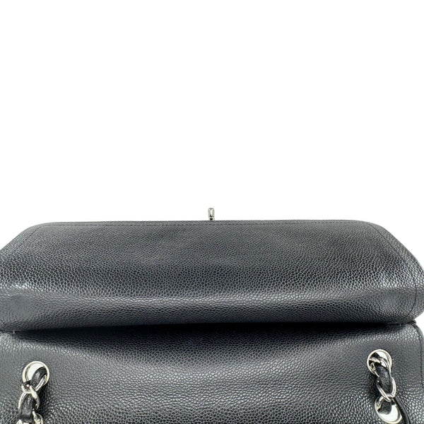 CHANEL Classic Jumbo Double Flap Quilted Caviar Leather Shoulder Bag Black