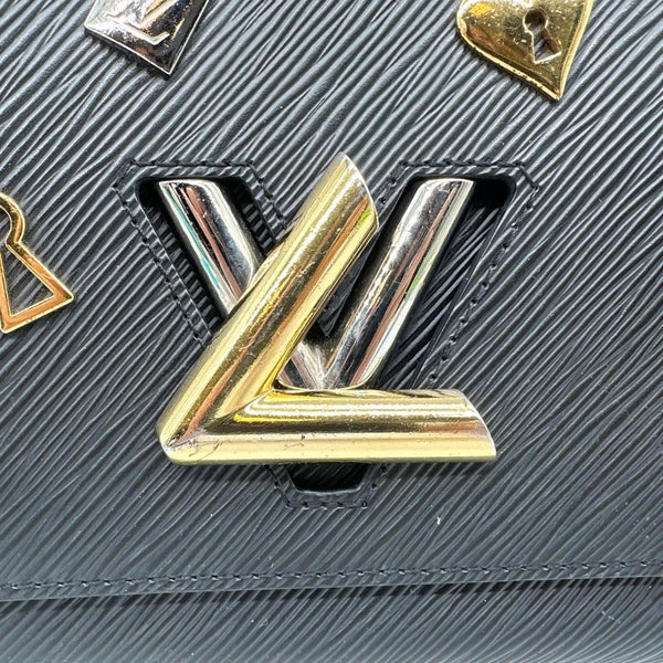 LOUIS VUITTON Twist MM Love Lock Epi Leather Crossbody Bag Black