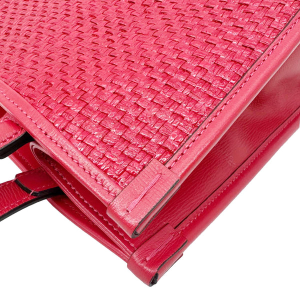 GUCCI Horsebit 1955 Medium Raffia Leather Tote Bag Red 623694