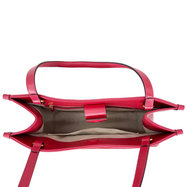 GUCCI Horsebit 1955 Medium Raffia Leather Tote Bag Red 623694