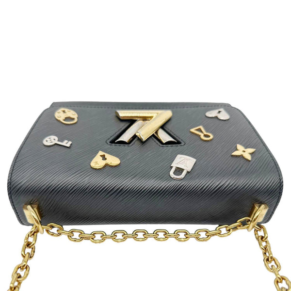 LOUIS VUITTON Twist MM Love Lock Epi Leather Crossbody Bag Black