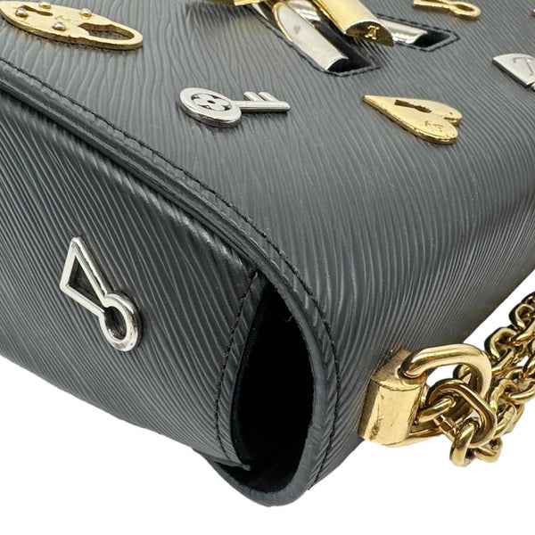 LOUIS VUITTON Twist MM Love Lock Epi Leather Crossbody Bag Black