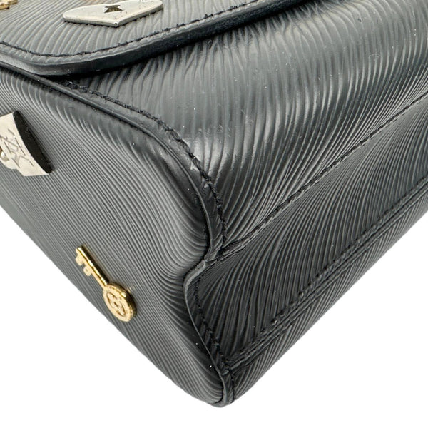 LOUIS VUITTON Twist MM Love Lock Epi Leather Crossbody Bag Black