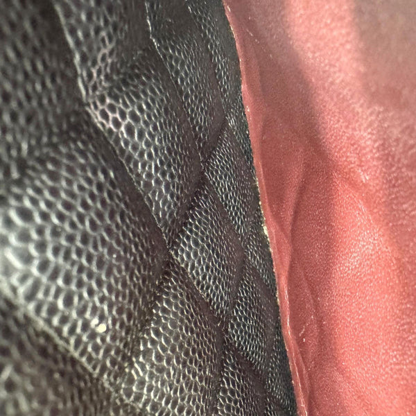 CHANEL Classic Jumbo Double Flap Quilted Caviar Leather Shoulder Bag Black