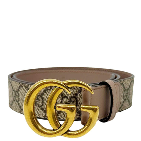 GUCCI Marmont GG Supreme Leather Belt Beige 625839 Size 75.30
