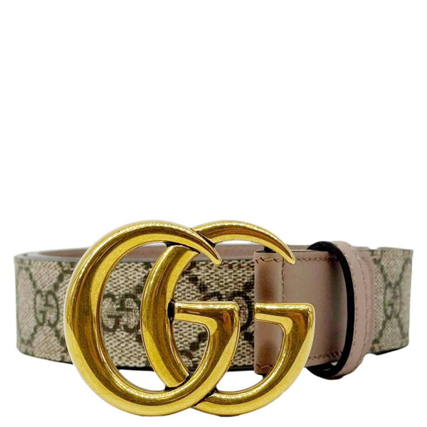 GUCCI Marmont GG Supreme Leather Belt Beige 625839 Size 75.30