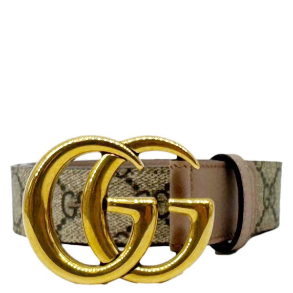 GUCCI Marmont GG Supreme Leather Belt Beige 625839 Size 75.30