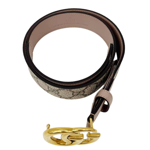 GUCCI Marmont GG Supreme Leather Belt Beige 625839 Size 75.30