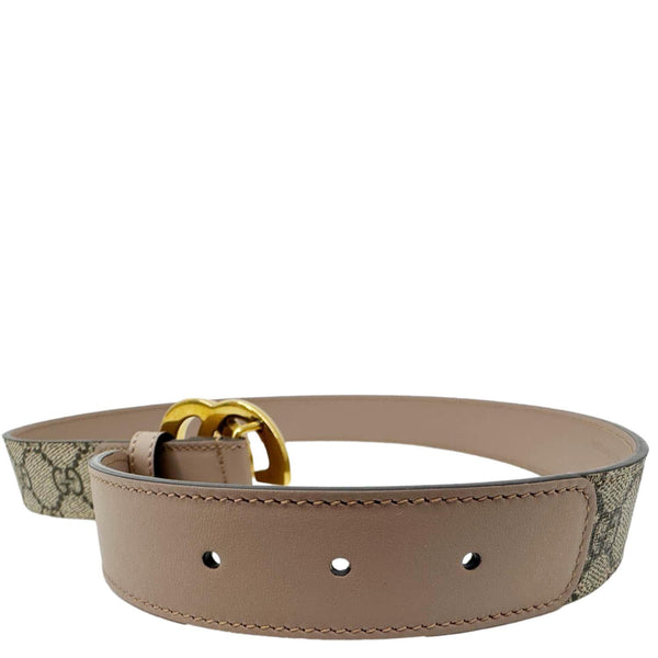 GUCCI Marmont GG Supreme Leather Belt Beige 625839 Size 75.30