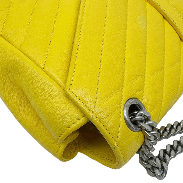 YVES SAINT LAURENT College Flap Medium Chevron Leather Shoulder Bag Yellow