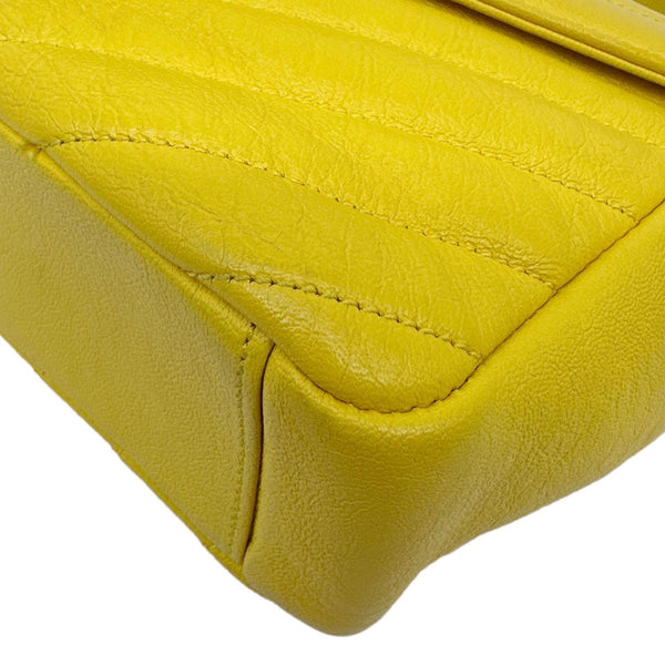YVES SAINT LAURENT College Flap Medium Chevron Leather Shoulder Bag Yellow