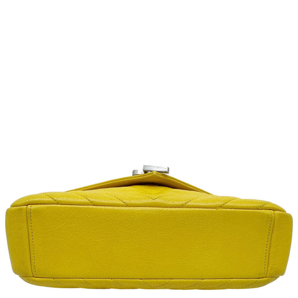 YVES SAINT LAURENT College Flap Medium Chevron Leather Shoulder Bag Yellow
