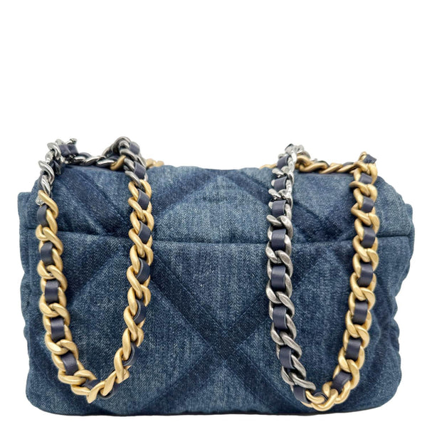 CHANEL 19 Flap Medium Denim Shoulder Bag Blue