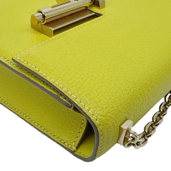HERMES Verrou Chaine Mini Goatskin Leather Crossbody Bag Yellow