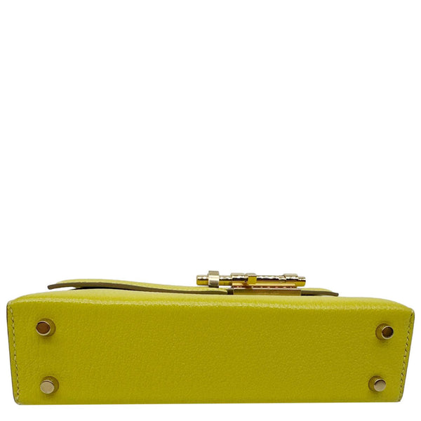 HERMES Verrou Chaine Mini Goatskin Leather Crossbody Bag Yellow