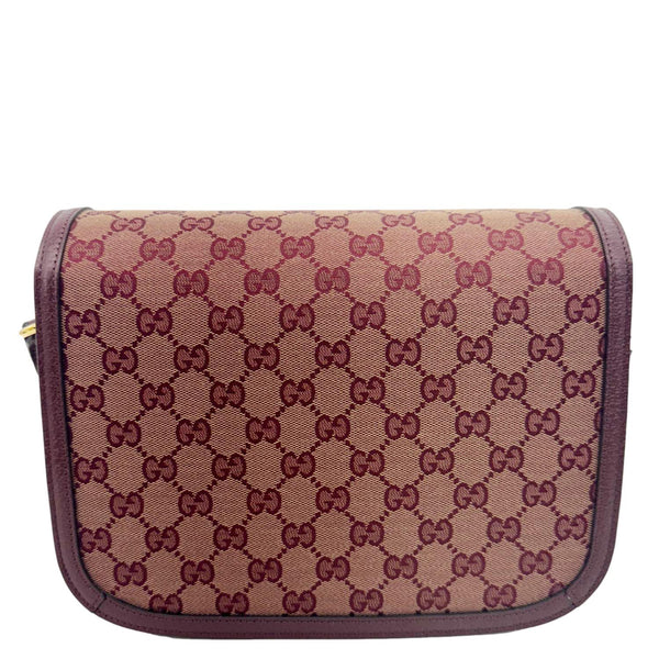GUCCI Horsebit 1955 Medium GG Supreme Canvas Shoulder Bag Sahara Rubino 602204