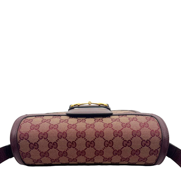 GUCCI Horsebit 1955 Medium GG Supreme Canvas Shoulder Bag Sahara Rubino 602204