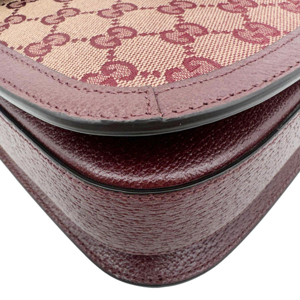 GUCCI Horsebit 1955 Medium GG Supreme Canvas Shoulder Bag Sahara Rubino 602204