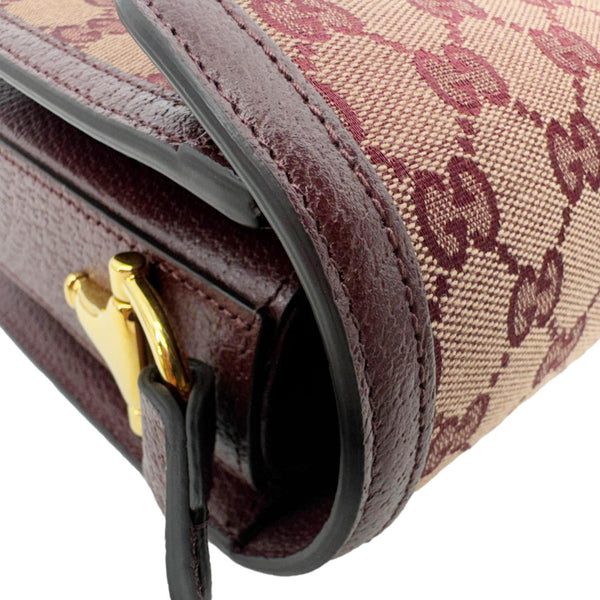 GUCCI Horsebit 1955 Medium GG Supreme Canvas Shoulder Bag Sahara Rubino 602204