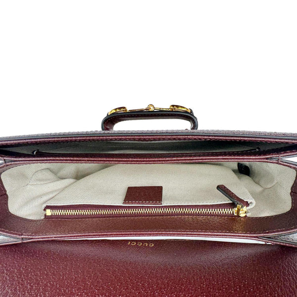 GUCCI Horsebit 1955 Medium GG Supreme Canvas Shoulder Bag Sahara Rubino 602204