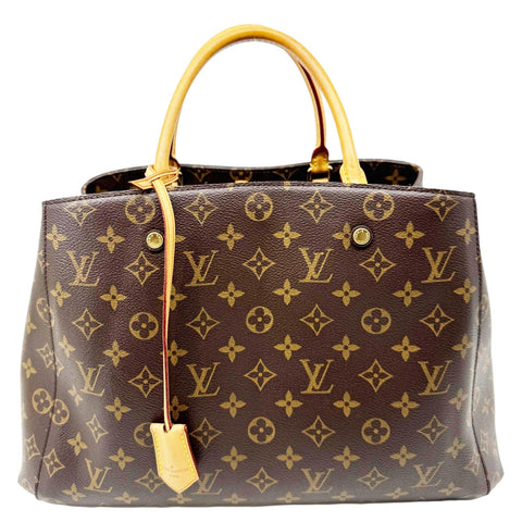 LOUIS VUITTON Montaigne GM Monogram Canvas Shoulder Bag Brown