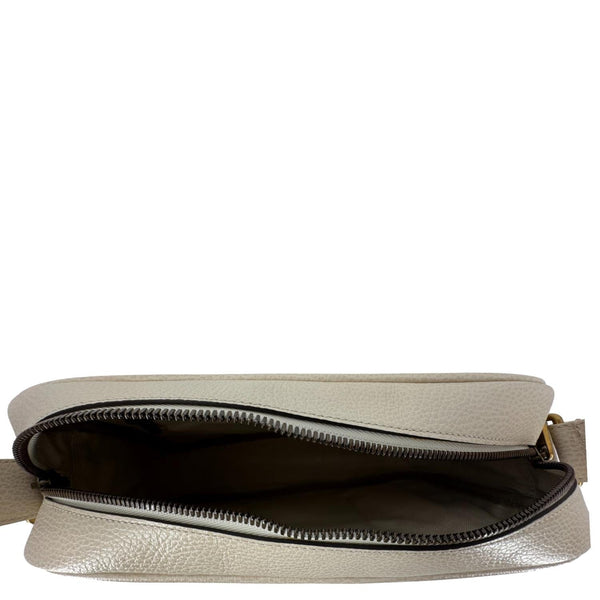 GUCCI Logo Leather Shoulder Bag Off White 523589