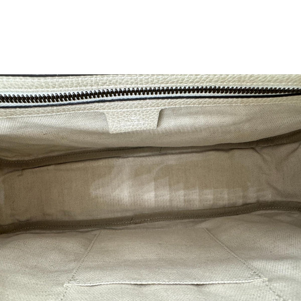 GUCCI Logo Leather Shoulder Bag Off White 523589