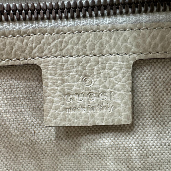 GUCCI Logo Leather Shoulder Bag Off White 523589