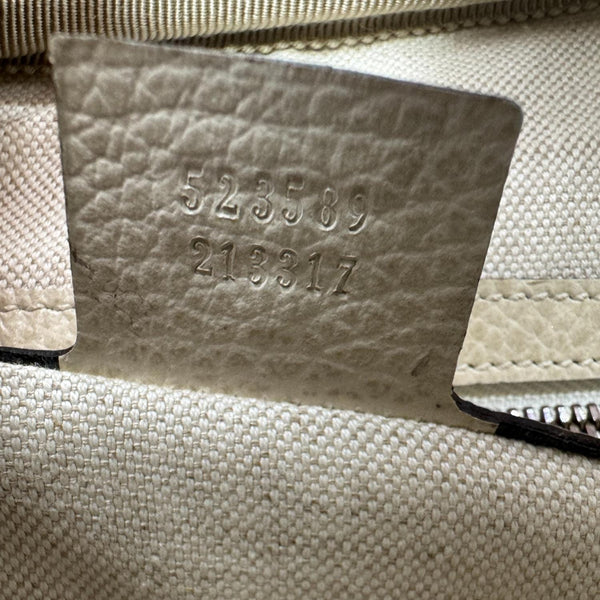 GUCCI Logo Leather Shoulder Bag Off White 523589