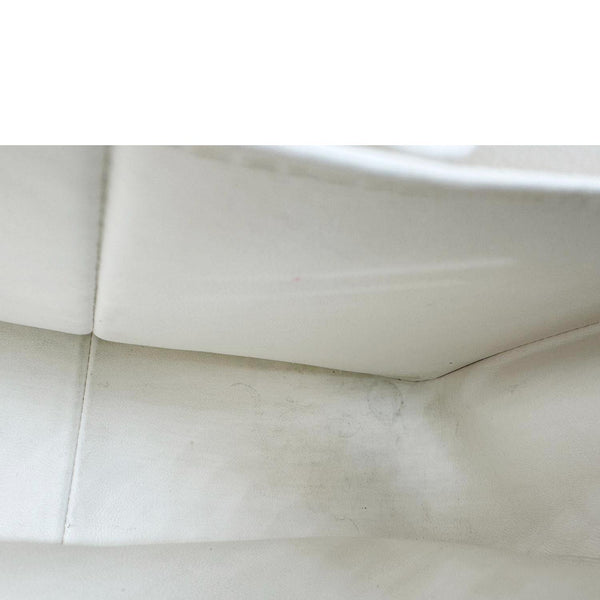 CHANEL Classic Double Flap Quilted Caviar Leather Shoulder Bag White