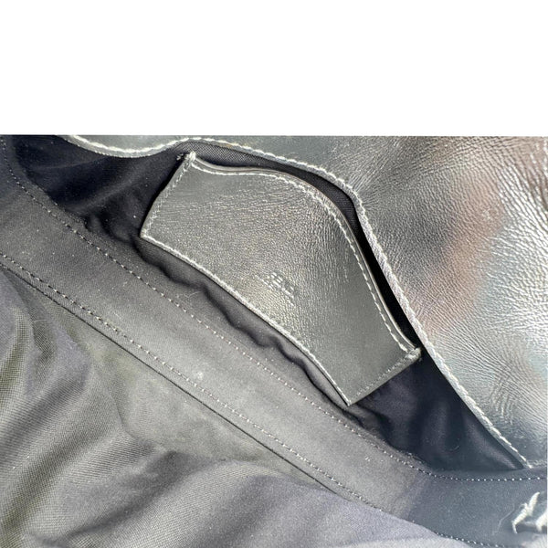 FENDI Baguette Zucca Embossed Leather Crossbody Bag Metallic Silver