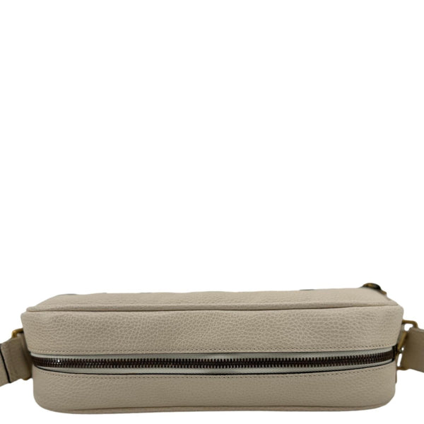 GUCCI Logo Leather Shoulder Bag Off White 523589