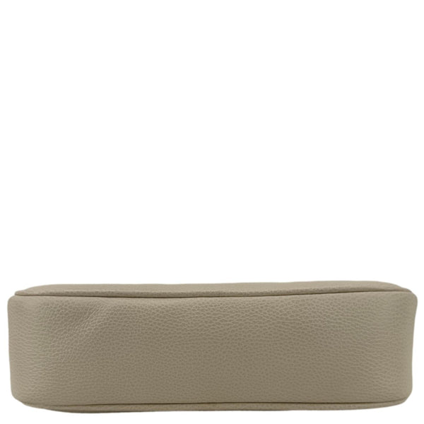 GUCCI Logo Leather Shoulder Bag Off White 523589