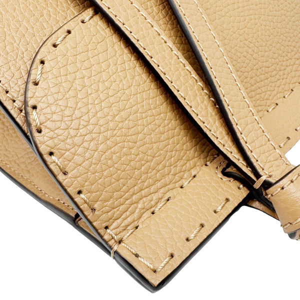 GUCCI GG Marmont Pebbled Leather Top Handle Crossbody Bag Beige 779796