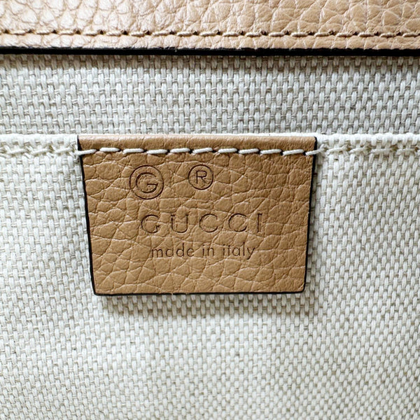 GUCCI GG Marmont Pebbled Leather Top Handle Crossbody Bag Beige 779796