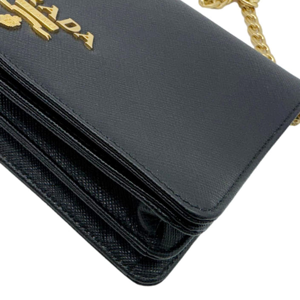 PRADA Saffiano Lux Chain Crossbody Bag Black