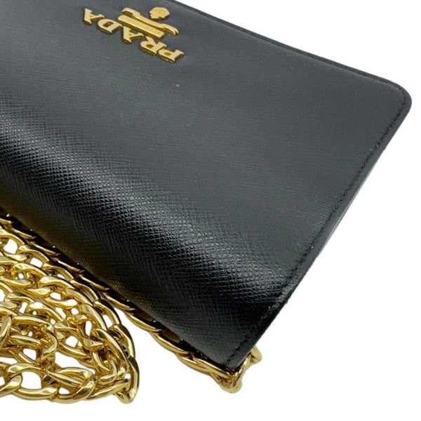 PRADA Saffiano Lux Chain Crossbody Bag Black
