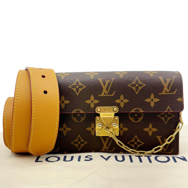 LOUIS VUITTON S Lock Monogram Canvas Belt Pouch Brown