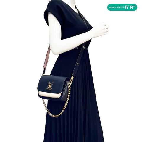 LOUIS VUITTON Lockme Tender Calfskin Leather Shoulder Bag Black