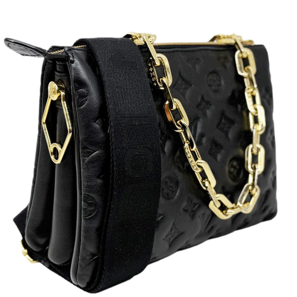 LOUIS VUITTON Coussin PM Monogram Embossed Leather Shoulder Bag Black