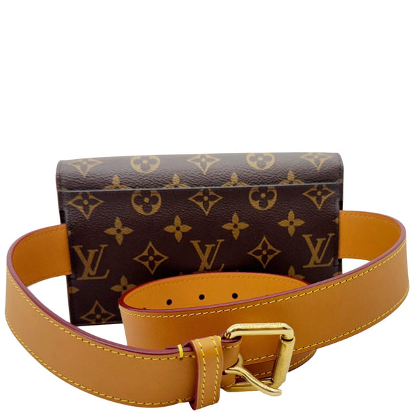 LOUIS VUITTON S Lock Monogram Canvas Belt Pouch Brown